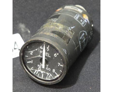 Vietnam War style fuel gauge by Simmonds Precision from a crashed Bell Huey UH-1 helicopter. P&amp;P Group 2 (£18+VAT for the