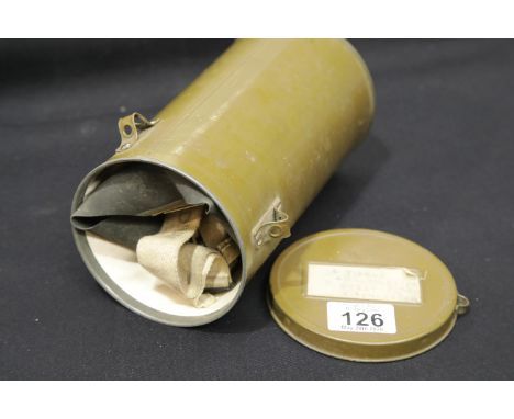 1942 tinned gas mask. P&amp;P Group 1 (£14+VAT for the first lot and £1+VAT for subsequent lots) 