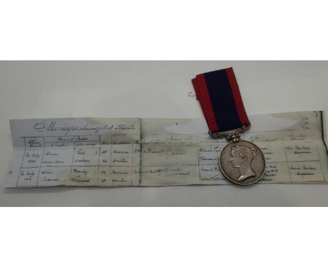 Victorian style Army of the Sutlej medal to Trumpeter John Bromley 1st Troop 1st Brigade HA, with copy of 1842 marriage certi