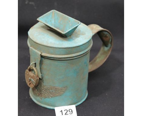 WWII German style locked Luftshutz collection tin, H: 15 cm. P&amp;P Group 1 (£14+VAT for the first lot and £1+VAT for subseq