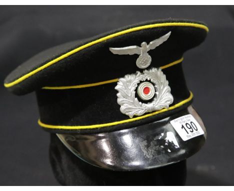 German WWII style officers cap. P&amp;P Group 2 (£18+VAT for the first lot and £2+VAT for subsequent lots) 