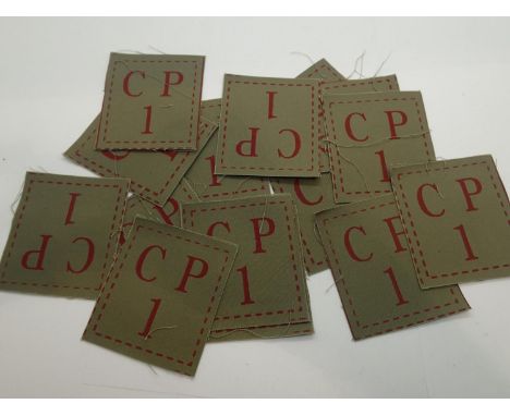 Eight pairs of WWII Home Guard style Dads Army shoulder flashes with CP logo for Croft and Perry, the writers. P&amp;P Group 
