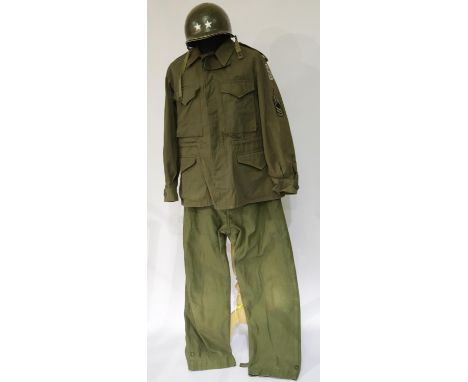 1948 US military uniform and helmet. P&amp;P Group 2 (£18+VAT for the first lot and £2+VAT for subsequent lots) 