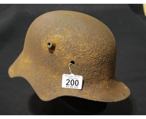 WWI style Imperial German Army semi relic M18 helmet stamped ET-64. P&P Group 2 (£18+VAT for the first lot and £2+VAT for sub