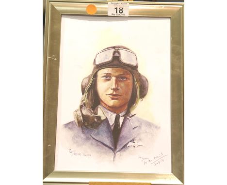 After David Pritchard, print of Pilot / Officer Tom Neil, 249 Squadron, signed in pencil lower right, 20 x 28 cm. P&amp;P Gro