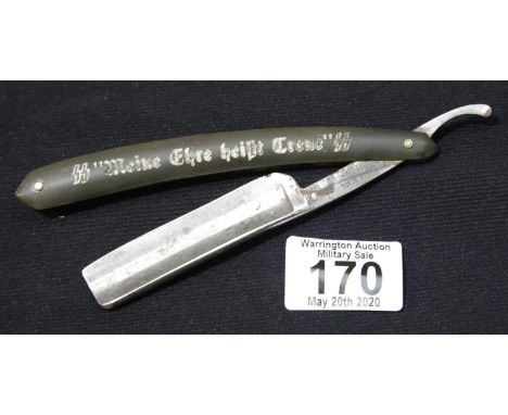 WWII German style Waffen SS cut throat razor. P&amp;P Group 1 (£14+VAT for the first lot and £1+VAT for subsequent lots) 