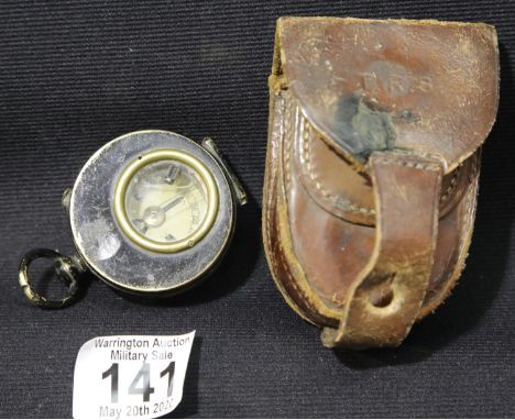 Leather cased military marching compass by TR Schofield. P&amp;P Group 1 (£14+VAT for the first lot and £1+VAT for subsequent