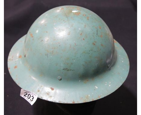 WWII British helmet with liner, stamped size 8. P&amp;P Group 2 (£18+VAT for the first lot and £2+VAT for subsequent lots) 