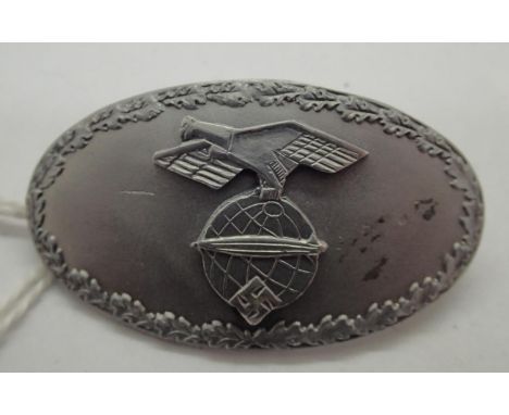 WWII style Female Zeppelin crew scarf badge D: 45 mm. P&amp;P Group 1 (£14+VAT for the first lot and £1+VAT for subsequent lo