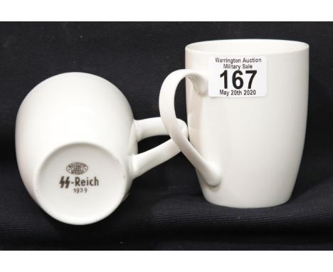 WWII German style Waffen SS mugs, dated 1939 and 1942. P&amp;P Group 1 (£14+VAT for the first lot and £1+VAT for subsequent l