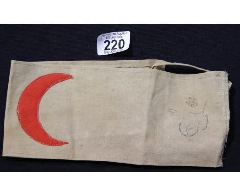 WWI Turkish style Red Crescent armband. P&amp;P Group 1 (£14+VAT for the first lot and £1+VAT for subsequent lots) 