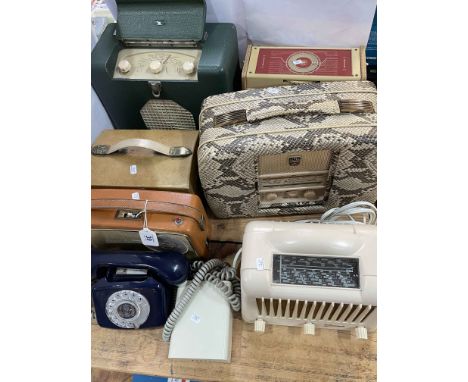Vintage radios including Roberts, Ekco Ultra Twin-De-Luxe, Marconi, Sky Casket and Perdio, together with Silver Jubilee dial 