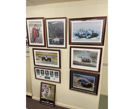 Collection of signed limited edition sporting prints including Ray Goldsbrough.