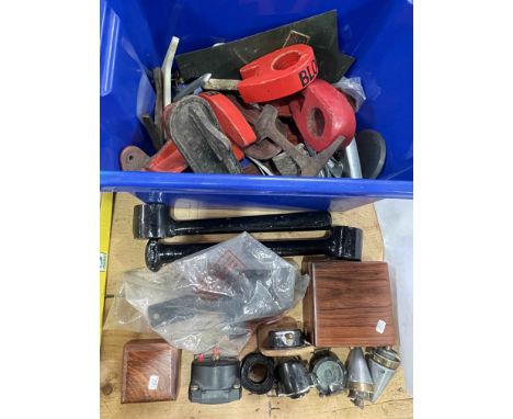 Railway interest speed dial, 30 hour luminous mark V watch, wood clamps, cast metal plates, Kelvin and Hughes London 1917 box