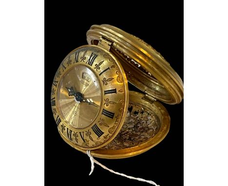 Vintage Jaeger (Le Coultre) Recital alarm clock in ornate gilt filigree case, 7.5cm diameter (possible lacking outer ring).