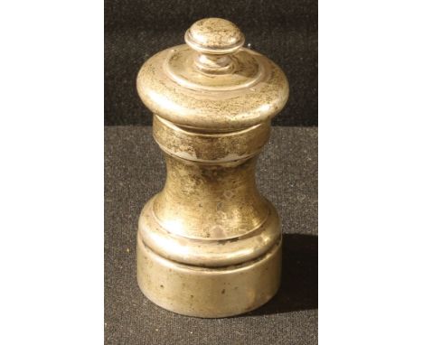 An early 20th century sterling silver pepper grinder, Peugeot Freres mechanism, c.1910 