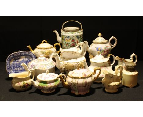 A Limoges teapot; others, Chinese famille vert; Victorian Staffordshire; Paragon Victoriana Rose and Country Lane; a Locke an