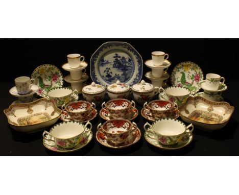 A set of six Royal Worcester coffee cups and saucers; Spode part tea service including cups, saucers, side plates and two cak