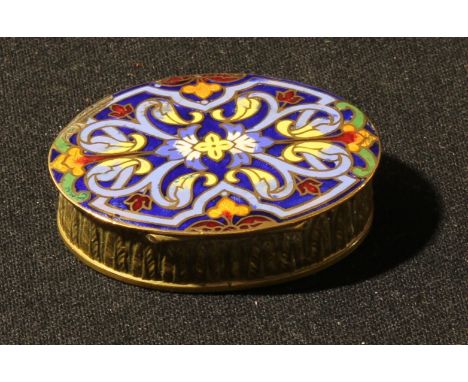 An Art Nouveau cloisonné enamel oval box, 6cm x 4.5cm. 