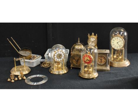 Horology - a 19th century style lantern clock, perpetual dome clocks, parts, a gravity clock, etc 