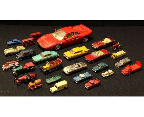 Toys - a Bburago 1/18 scale Ferrari GTO, unboxed; playworn unboxed diecast models including Corgi Toys and Lesney (quantity) 
