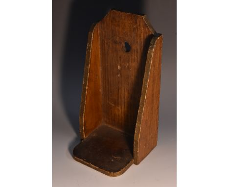 Treen - a primitive 19th century scumbled wall hanging candle bracket, 26cm high, c.1860 