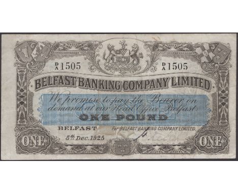 Belfast Banking Company Limited, £1, 5 December 1925, serial number D/A 1505, manuscript Keith signature, about very fine and