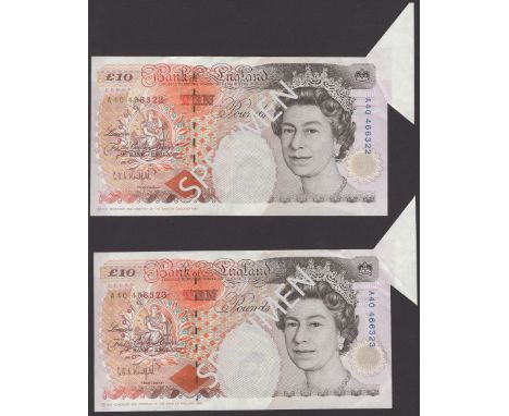 ERROR: Bank of England, Graham E. A. Kentfield, £10 (2), 29 April 1992, serial numbers A40 466322-23, both with virtually ide