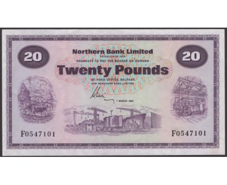 Northern Bank Limited, £20, 1 March 1981, serial number F0547101, Ervin signature, light handling, overall uncirculated, F th