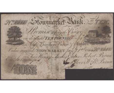 Stowmarket Bank, for Henry James Oakes, Robert Bevan, Geoe Moor & Wm R. Bevan, £10, 1 January 1841, serial number 8611, split