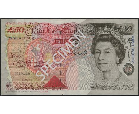 Bank of England, Graham E. A. Kentfield, Prince of Wales 50th birthday commemorative £50, 1998, serial number PW50 000002, to