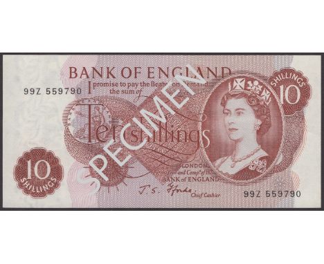 Bank of England, John S. Fforde, 10 Shillings, 15 February 1967, serial number 99Z 559790, original paper, light handling, th