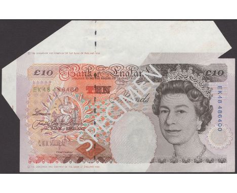 ERROR: Bank of England, Graham E. A. Kentfield, £10, 22 November 1993, serial number EK48 486400, large flap of extra paper a