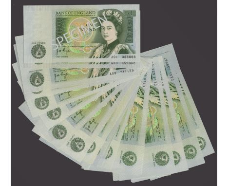 Bank of England, a large group comprising Leslie K. O’Brien, £1, 17 March 1960, serial number M60 533406, 10 Shillings, 12 Oc