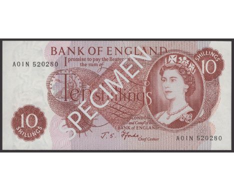 Bank of England, John S. Fforde, 10 Shillings, 15 February 1967, serial number A01N 520280, uncirculated, a scarce first run 