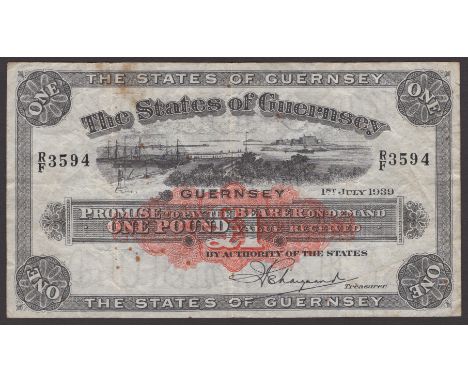States of Guernsey, £1, 1 July 1938, serial number R/F 3594, Marquand signature, a few foxing spots, original very fine, very