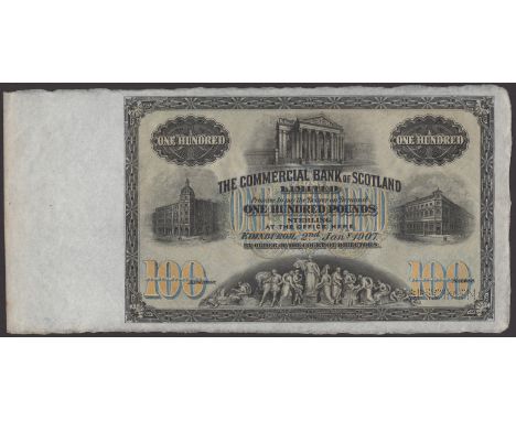 Commercial Bank of Scotland Limited, specimen £100, 2 January 1907, no serial numbers or signatures, perforated SPECIMEN, lig