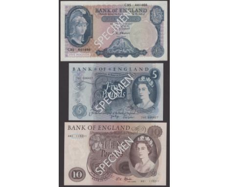 Bank of England, Leslie K. O’Brien, £5, 21 February 1957, serial number C35 441466, also J.S. Fforde, £5, prefix 70E and J.B.