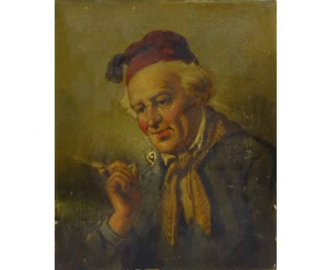Ralph Hedley (Staithes Group 1851-1913): 'Doctor Vallely' head and shoulders portrait, oil on canvas, titled and inscribed 'b