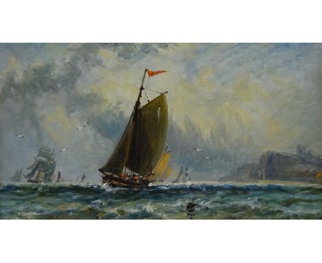 Richard Weatherill (British 1844- 1923): Fishing Boats off Whitby, oil on board signed 16.5cm x 19.5cm   Condition Report  Ex