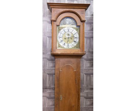 MID-18TH CENTURY AND LATER OAK AND WALNUT LONGCASE CLOCK, maker likely Robert Craig of Kilmaurs, with two train eight day mov