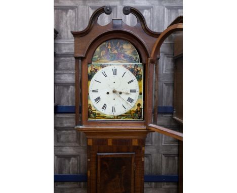 VICTORIAN MAHOGANY LONGCASE CLOCK, by Richard Jadine of Bathgate, two train eight day movement, the white enamel dial with Ro