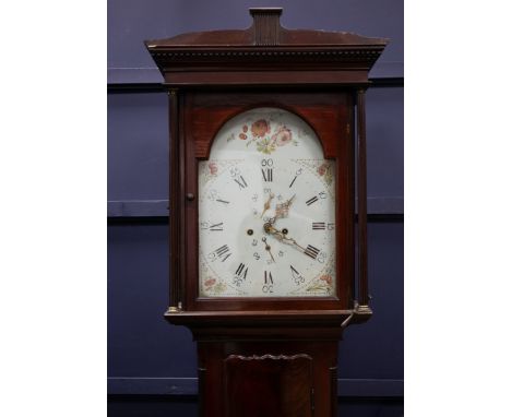 VICTORIAN MAHOGANY LONGCASE CLOCK, with two train eight day movement, the white enamel dial with Roman and Arabic numerals, s