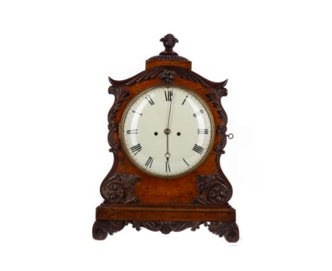 REGENCY OAK AND WALNUT MANTEL CLOCK, by William Johnson, the two train, double fusee, eight day movement inscribed 'Wm Johnso