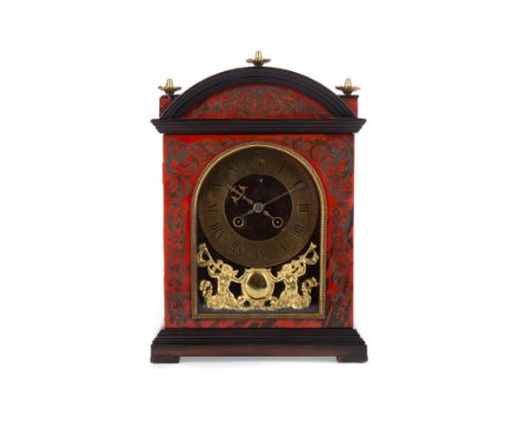 LATE 19TH CENTURY FRENCH BOULLE MANTEL CLOCK, the two train eight day movement by Japy Freres Et Cie., the brass chapter ring