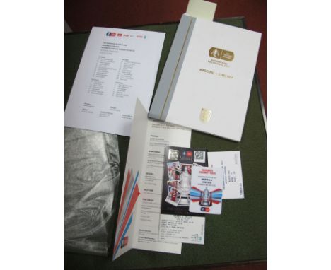A 2017 F. A Cup Final Arsenal v. Chelsea Limited Edition Hardback Programme, of 450, ticket Royal Box Suite ticket, menu, Emi