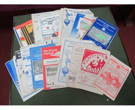 1946-7 Tottenham v. Manchester City, (autographed Spurs players), 49-50 Accrington v. Gateshead, Liverpool v. Huddersfield, 5