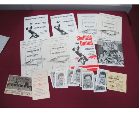 Sheffield United v Leeds United Ticket, for 1970-1 league cup game, 11 news chronicle player cards, 63.4 supporters club card