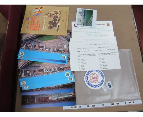1980 European Cup Final, Nottingham Forest v. Hamburg in Madrid, programme, team sheet, V.I.P. ticket for Gunter Netzer, beer