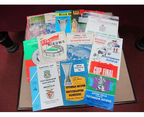 Tottenham Big Match Programmes - 1961, 62 and 82 F.A. Cup Finals, 1963 Cup winners Cup Final, 72 U.E.F.A Final v. Wolves - bo